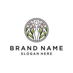 Flower woman logo vector