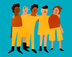 People wih arms around each other