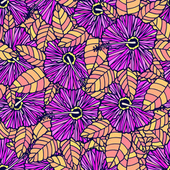 Fototapeta na wymiar hibiscus flowers seamless pattern. Vector stock illustration eps10. 