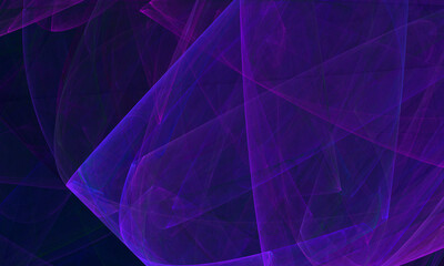 Creative purple violet multilayered texture with translucent folds. Galactic dimension in artistic digital 3d illustration. Dynamic geometry in dark space. Great as cover for electronics, background.