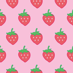 pink strawberry cute cartoons pattern. sweet pink background. The seamless cute pattern in a girl or baby fashion, Fresh and juicy pink strawberry in valentine. Vector design for fashion.