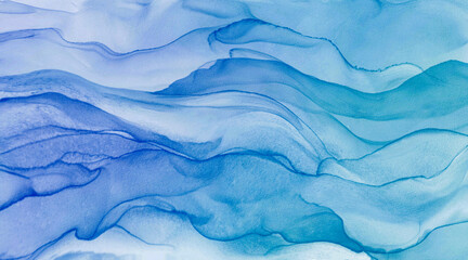 Obraz premium Abstract blue paint background by liquid fluid watercolor or alcohol ink grunge texture for banner, background.