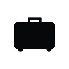 Suitcase in black. Vector icon isolated on white background.