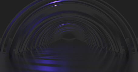 Render with abstract arch in blue glow