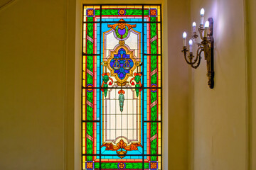 Stained Glass Window in the Federal Justice Cultural Center in Rio de Janeiro, Brazil
