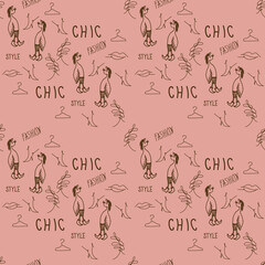 Goose patterns and fashion trends. Design with one line illustration. use for wallpaper, backdrop, textiles, packaging, interior poster, cover magazine.