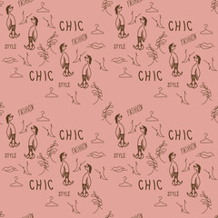 Goose patterns and fashion trends. Design with one line illustration. use for wallpaper, backdrop, textiles, packaging, interior poster, cover magazine.