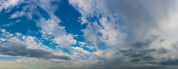 Fantastic soft thunderclouds, sky panorama