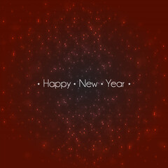 Happy new year lettering on illuminated and shiny background vector stock illustration.