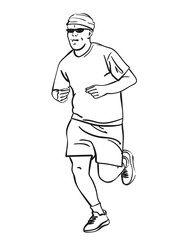 Sketch of running man, Hand drawn vector linear illustration