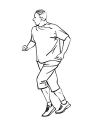 Sketch of running man, Hand drawn vector linear illustration