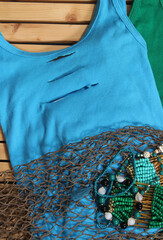 Mermaid Fashion With Jewelry and Fishing Net Close up