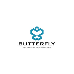 Abstract geometric butterfly logo design vector graphic