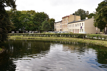 Fototapeta na wymiar river in the park in wejherowo