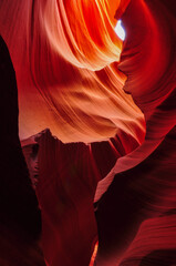The sinuous sandstone walls and warm colors of Lower Antelope Canyon, Page, Arizona, USA