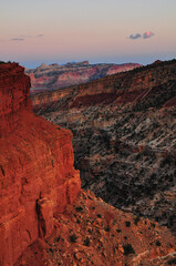Twilight at the Gooseneck Point overlook, Capitol Reef National Park, Utah, Southwest USA