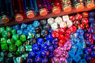 Image of colorful dice and potions