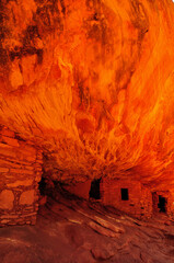 The House on Fire granary ruins, built by the ancestral puebloans, or anasazi, on the South Fork of the Mule Canyon, Cedar Mesa, Bears Ears National Monument, southeastern Utah, Southwest USA