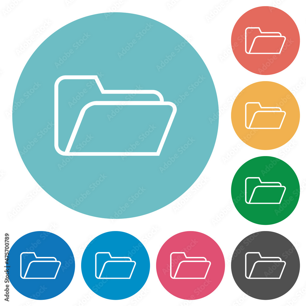 Sticker folder open outline flat round icons