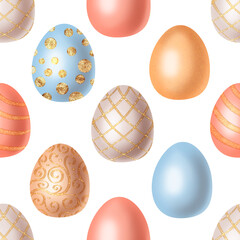 Seamless pattern with easter eggs. Holiday background.