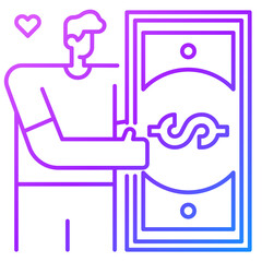 money gradient line icon