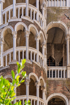 St Mark bell tower from Contarini del Bovolo stairway. Venice, Veneto, Italy.