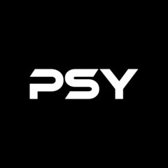 PSY letter logo design with black background in illustrator, vector logo modern alphabet font overlap style. calligraphy designs for logo, Poster, Invitation, etc.	