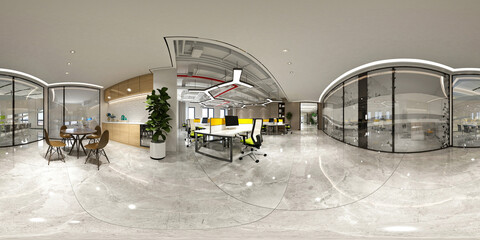 3D RENDER OF 360 PANAROMIC OFFICE © Furkan TELLIOGLU
