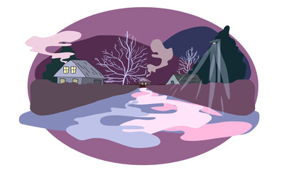 Obraz premium winter in pink night