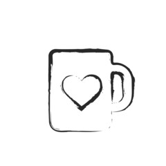 hand drawn cup with heart. love symbol. sketchy element for valentine's day design