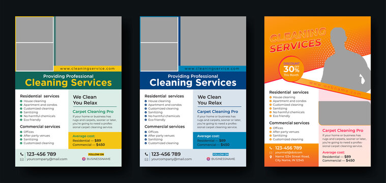 Cleaning and disinfection flyer design template, cleaning service flyer design, cover, brochure design cover template