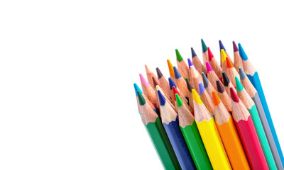colored pencils on white background