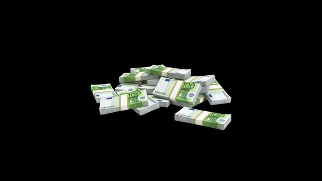 Money Stacks, 100 Euro, Alpha Channel.