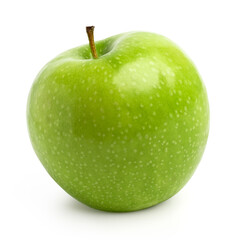 fresh green apple fruit isolated on white background, single.