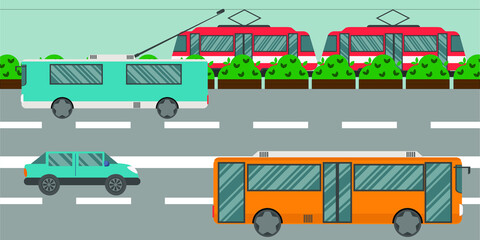 Flat illustration of urban transport design vector, Flat transport icons