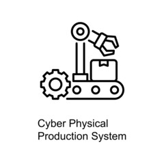 Cyber Physical Production System vector Outline Icon Design illustration. Digitalization and Industry Symbol on White background EPS 10 File