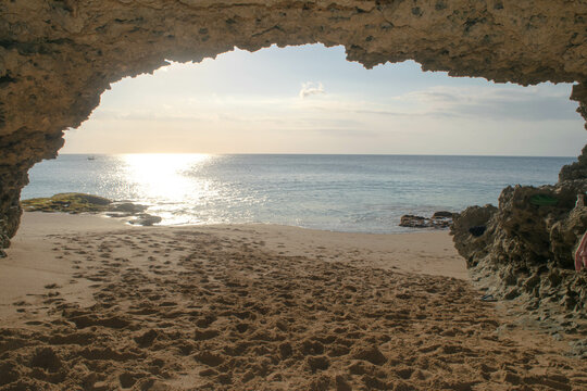 beach on the rock at tegal wangi beach, bali