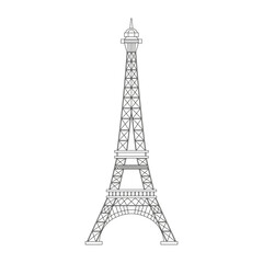 Fototapeta na wymiar Vector illustration of Eiffel Tower on black and white sketch style