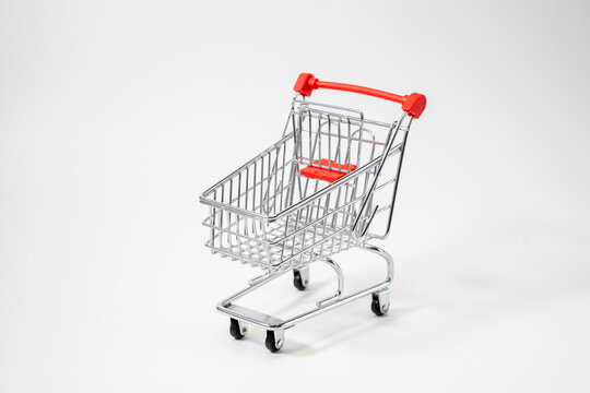 horizontal photo of customer cart on white isolated background