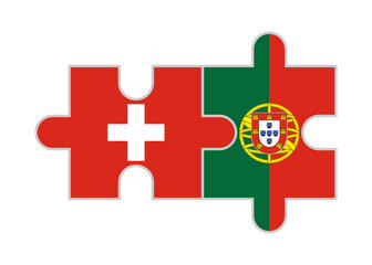 puzzle pieces of switzerland and portugal flags. vector illustration isolated on white background