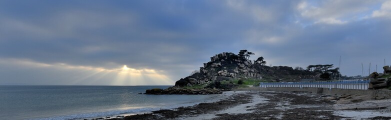 Seascape at sunset in Brittany France