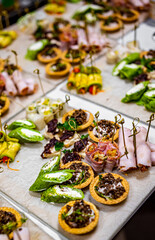 food buffer catering. Different appetizer on table