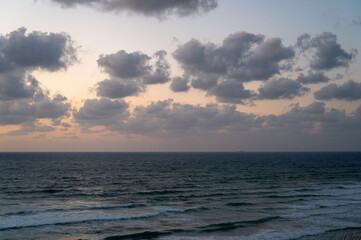 Sea view with sunset from Argaman beach in Netanya
