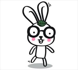 Cute easter white bunny. Rabbit cartoon vector collection. Animal character.