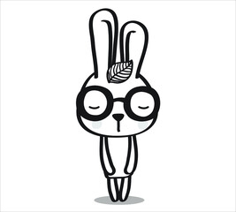 Cute easter white bunny. Rabbit cartoon vector collection. Animal character.