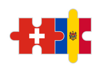 puzzle pieces of switzerland and moldova flags. vector illustration isolated on white background