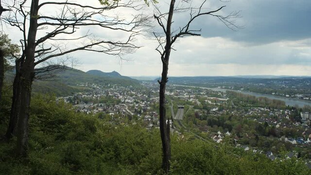 [4k] view from seven mountains over river rhein near Bonn, Germany