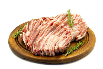 Raw lamb ribs isolated on white background. close-up lamb ribs. Horizontal view.