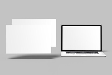 Laptop,and Mobile Phone Mockup. Digital devices screen template vector illustration with  Color background.