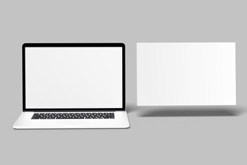 Laptop,and Mobile Phone Mockup. Digital devices screen template vector illustration with  Color background.